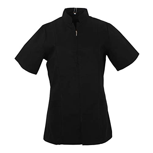 MISEMIYA - Casaca Mujer Cierre Cremallera Manga Corta Uniforme Doctora Uniforme Laboral Veterinaria SANITAWRIOS Farmacia LABORATOR- Ref.829 - XXL, Negro