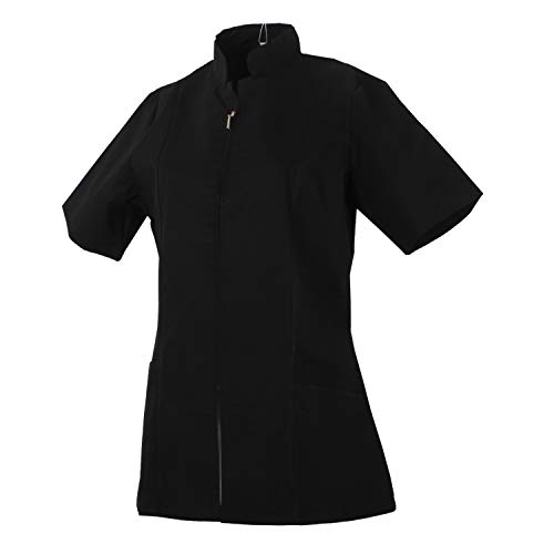 MISEMIYA - Casaca Mujer Cierre Cremallera Manga Corta Uniforme Doctora Uniforme Laboral Veterinaria SANITAWRIOS Farmacia LABORATOR- Ref.829 - XXL, Negro