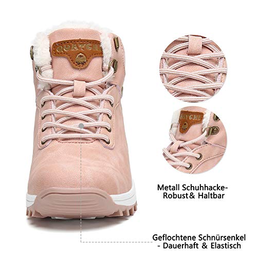 Mishansha Mujer Botas de Nieve Mujer Botines Zapatos Senderismo Impermeables Deportes Trekking Zapatos Impermeable Botas de Invierno Fur Forro Aire Libre Boots Rosa 38 EU
