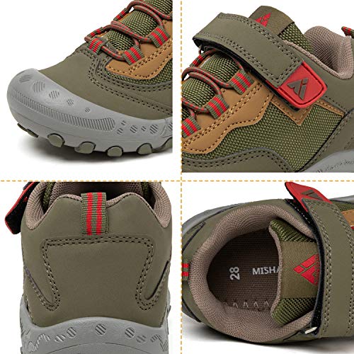 Mishansha Niños Zapatillas Senderismo para Montaña Trekking Trail Ligero Zapatos para Caminar Niña Velcro Calzado Correr Infantil Antideslizante Bambas Chicos(267 Verde, 30 EU)