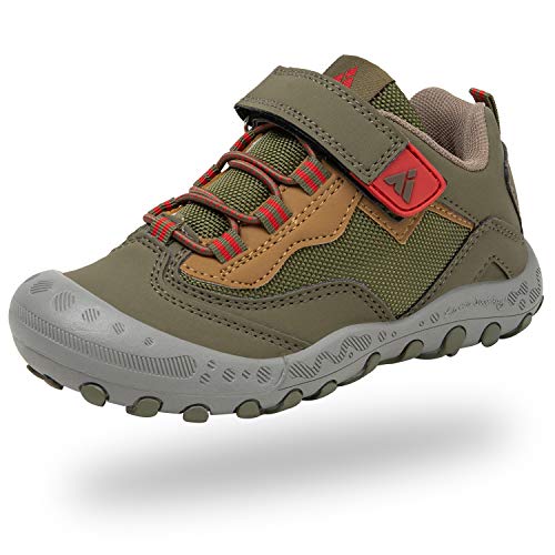 Mishansha Niños Zapatillas Senderismo para Montaña Trekking Trail Ligero Zapatos para Caminar Niña Velcro Calzado Correr Infantil Antideslizante Bambas Chicos(267 Verde, 30 EU)