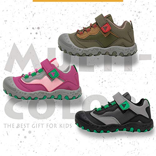 Mishansha Niños Zapatillas Senderismo para Montaña Trekking Trail Ligero Zapatos para Caminar Niña Velcro Calzado Correr Infantil Antideslizante Bambas Chicos(267 Verde, 30 EU)