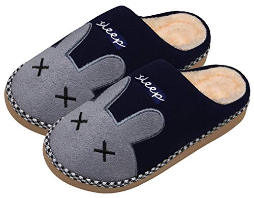 Mishansha Zapatillas de Casa de Mujer Hombre Invierno Zapatillas Calientes Casa Antideslizante CáLido Dibujos Animados Interior Pantuflas, Conejo-Azul, 41/42 EU=42/43 CN