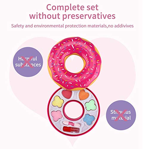 miss-an - Set de Maquillaje para niños (Lavable, con Caja de Donut y Purpurina, Juego de Pinceles Profesionales), diseño de arcoíris