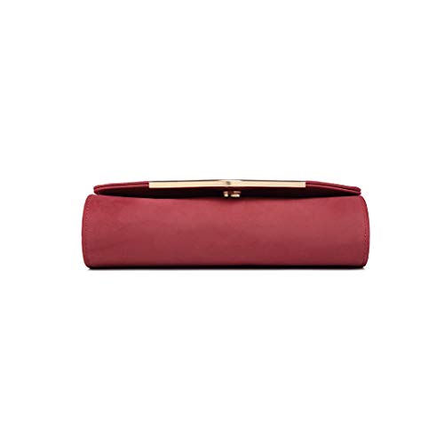 Miss Lulu Bolsa de Cadena Mujer Elegante Clutch Carteras de Mano Bandolera Sintético Pequeñas Monedero (Rojo)