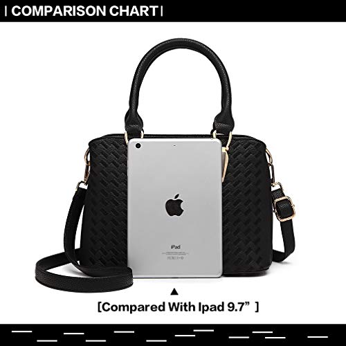 Miss Lulu Bolso de Mano para Mujer Elegante Bolso de Compras con Asa Superior Cuero Sintética (Negro)
