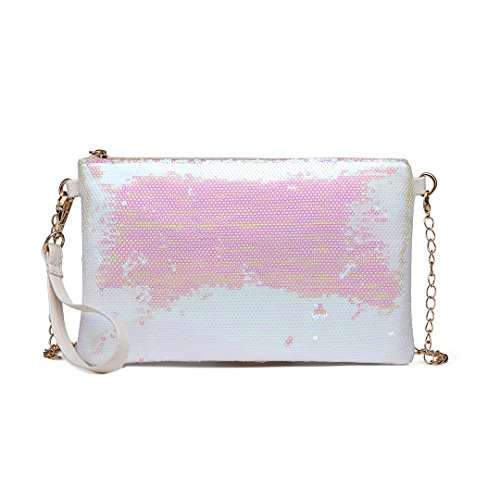 Miss Lulu Bolso para Mujer Bolso de Cadena Hombro Bolso de Mano Bonita (Blanco)