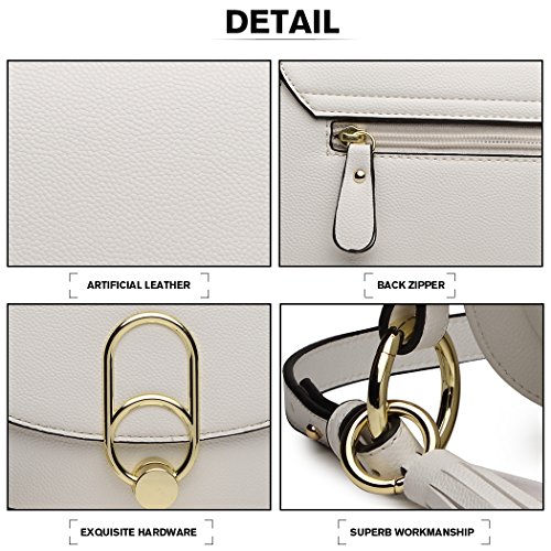 Miss Lulu Bolsos Bandolera de Cuero de PU Bolsa de Mano Bolsa de Hombro Tote Crossbody Bolso Shopper para Mujer (Blanco)