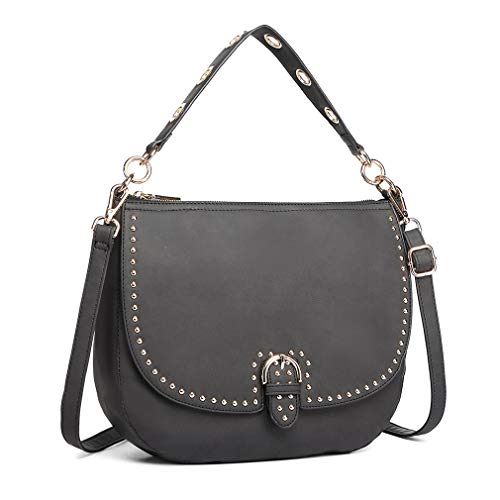 Miss Lulu Bolsos Mujer bandolera Shopper Tote Bolso PU PIEL (negro)