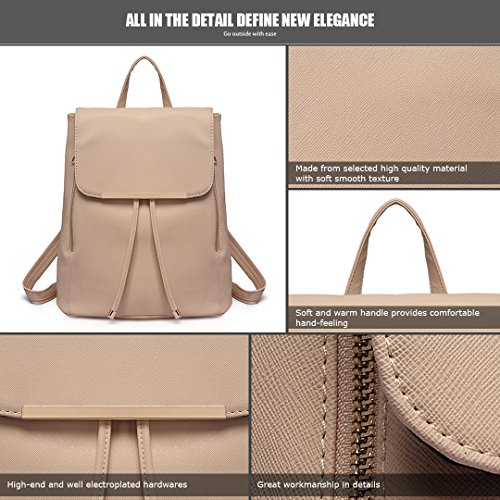 Miss Lulu Mochila Mujer Bolso Bandolera Daypack Casual Elegante Moda Cuero PU