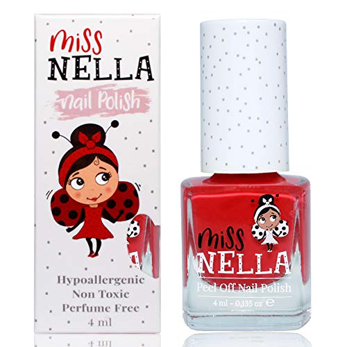 Miss Nella CHERRY MACAROON- Esmalte especial para uñas con brillos para niños, fórmula despegable, a base de agua y sin olor