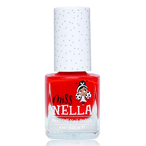Miss Nella CLASS CLOWN- Esmalte rojo especial para uñas para niños, fórmula despegable, a base de agua y sin olor
