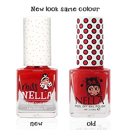 Miss Nella CLASS CLOWN- Esmalte rojo especial para uñas para niños, fórmula despegable, a base de agua y sin olor