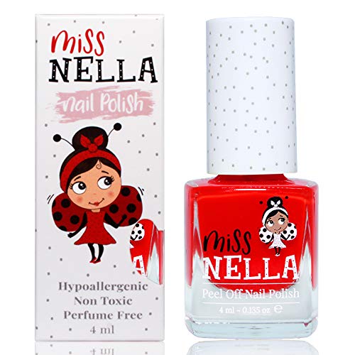 Miss Nella CLASS CLOWN- Esmalte rojo especial para uñas para niños, fórmula despegable, a base de agua y sin olor