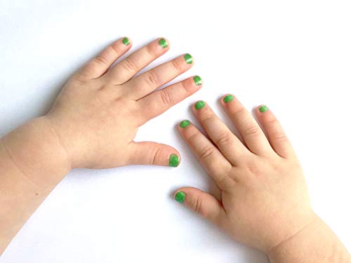 Miss Nella KISS THE FROG- Esmalte verde especial para uñas con brillos para niños, fórmula despegable, a base de agua y sin olor