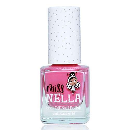 Miss Nella PINK A BOO- rosado Esmalte especial para uñas con brillos para niños, fórmula despegable, a base de agua y sin olor