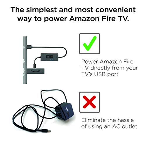 Mission Cables MC45 - Cable USB de Corriente para el Amazon Fire TV con 4K Ultra HD, Color Negro