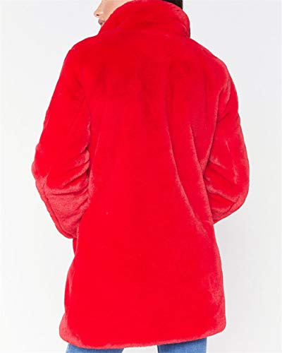MISSMAOM Abrigo Calentar con Manga Larga para Mujer de Invierno de Piel Sintética de Pelo Chaqueta Outwear Rojo L