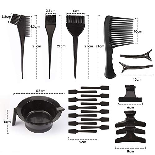 Mitening 23 Pcs Kit de Herramientas de Tinte para el Pelo, Kit de Coloración para Cabello, Cuencos para Mezclar el Color para el Pelo, Cepillos, Peine, Pinzas para el Pelo, para Salón de Belleza