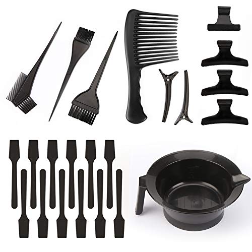 Mitening 23 Pcs Kit de Herramientas de Tinte para el Pelo, Kit de Coloración para Cabello, Cuencos para Mezclar el Color para el Pelo, Cepillos, Peine, Pinzas para el Pelo, para Salón de Belleza