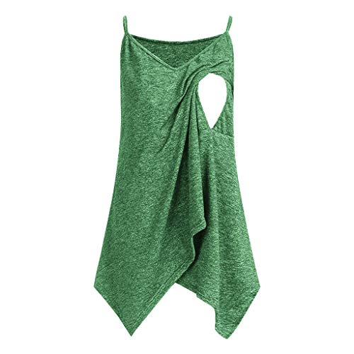 Mitlfuny Para Mujer Camiseta Premam y de Lactancia Cintura Imperio Mujeres Embarazadas Nusring Maternidad Correas sin Mangas Lrregularity Sólido Tops