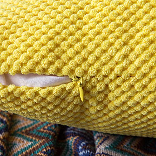 MIULEE Juego de 2 Soft Fundas granulado Fundas para Cojines Protectores Solid Decorativa Cuadrado Juego Fundas de Almohada de Lanzamiento Poliéster y Mezcla de poliéster 40x40cm 2 Piezas Limón