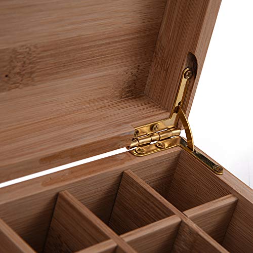 MKNZONE Caja de Aceite Esencial de Madera - 25 Ranuras de Exhibición Cosmética de Bambú Natural, Estante de Presentación Ideal para Perfume y Aceite Perfumado y Esmalte de Uñas