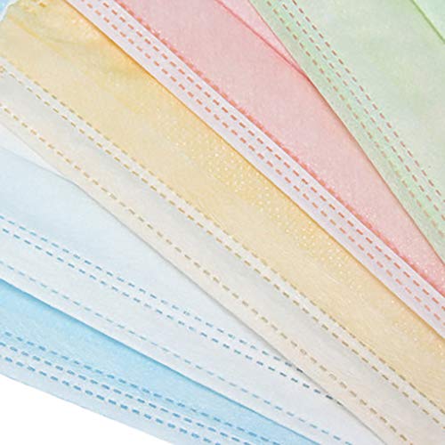 MMMYANG 50 Piezas 5 Colores Multicolor Seguro Suave Transpirable Protección personal diaria, Protección Transpirables, 3 Capas Transpirables A Prueba de Polvo con Elástico para Los Oídos