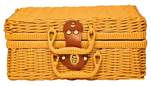 MMP Living Juego Infantil de té de 13 Piezas de Porcelana Azul con Cesta de Mimbre