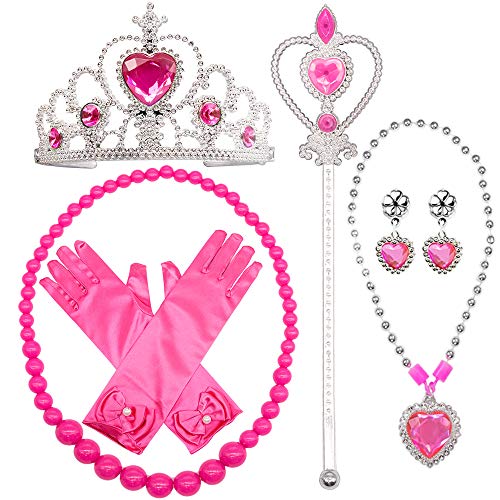 MMTX Princesa Dressing Up Costume Accessories 6 Piezas Set de Regalo para Princesa Cosplay Guantes Tiara Wand and Necklace