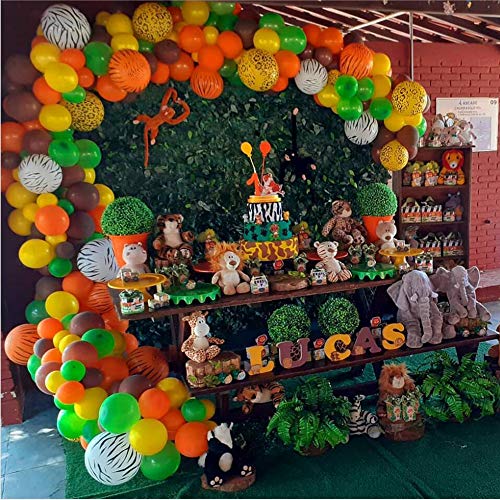 MMTX Selva Fiesta de cumpleaños decoracion Niño-Feliz cumpleaños feliz con Globos de latex y Safari Bosque Animal globos para Niño Cumpleaños Baby Shower Decoración