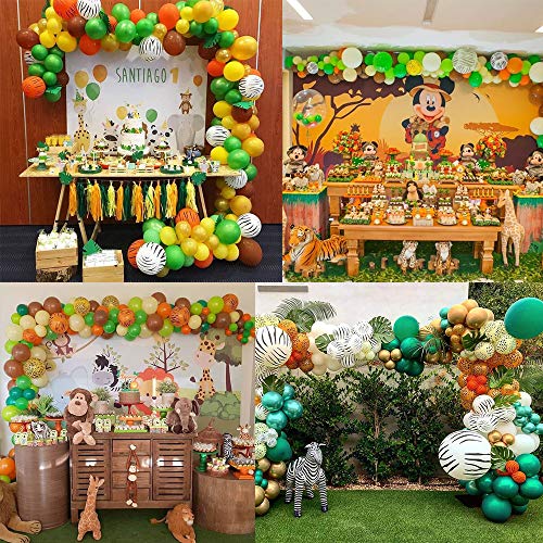 MMTX Selva Fiesta de cumpleaños decoracion Niño-Feliz cumpleaños feliz con Globos de latex y Safari Bosque Animal globos para Niño Cumpleaños Baby Shower Decoración