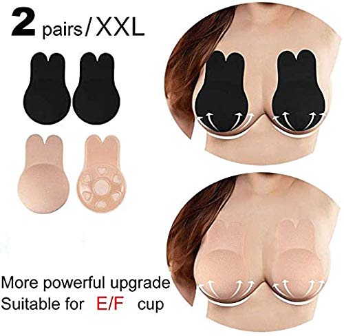 Mnioky 2 Pares Sujetador Adhesivo,Invisible Adhesivo Espalda Silicona Adhesivo, Push up Reutilizable para Las Sujetadores(Regalo) para Vestidos sin Espalda