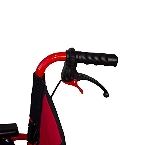 Mobiclinic, modelo Torre, Silla de ruedas para minusválidos, plegable, ortopédica, de aluminio, freno en manetas, reposapiés, reposabrazos, color Rojo y Negro, asiento 44 cm, ultraligera