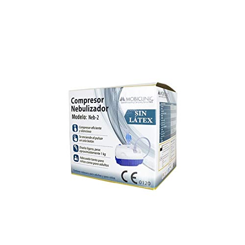 Mobiclinic, Neb-2, Nebulizador compresor, Mini, Blanco y azul