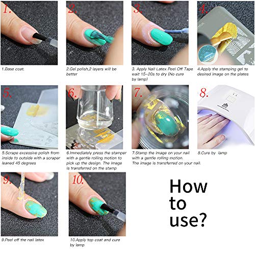 Mobray - Kit de estampación de uñas de 6 colores para manicura. Pintauñas de 8ml