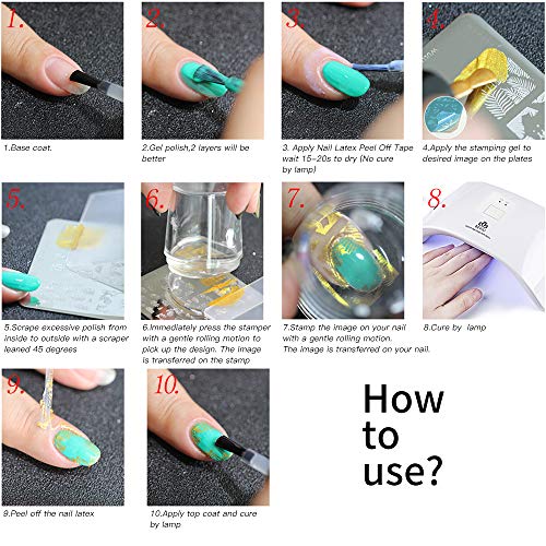 Mobray - Kit de estampación de uñas de 6 colores para manicura. Pintauñas de 8ml