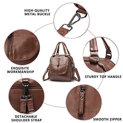 Mochila de Moda,JOSEKO Mujer Multifunción de Alta Gama Bolso de Cuero Suave de la PU Doble Capa Mochila de Gran Capacidad