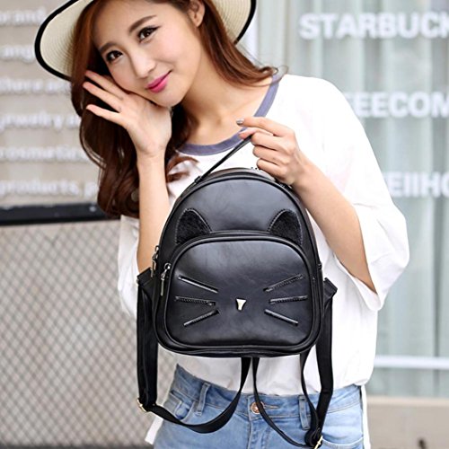 Mochila de mujer Switchali Mujeres Estudiante Casual Bolso de Escuela Moda PU Cuero Mochila Bolsas de Viaje pequeña mochila escuela libro Bolso de hombro de mujer baratos verano 2017 (Negro)