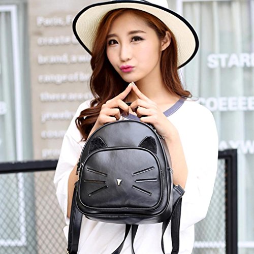 Mochila de mujer Switchali Mujeres Estudiante Casual Bolso de Escuela Moda PU Cuero Mochila Bolsas de Viaje pequeña mochila escuela libro Bolso de hombro de mujer baratos verano 2017 (Negro)