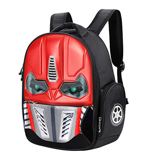 Mochila de robot con efecto 3D y brillante, para la escuela, excursiones o viajes, para niños de 5-10 años, rojo (Rojo) - SHU-BAO-000020-IB-FR