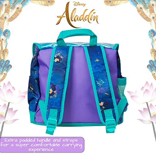 Mochila Disney Girls | Bolso De Aladdin, Sigue A Tu Propio Corazón con La Princesa Jasmin | con Lentejuelas Y Diseño Holográfico | para Niños con Bolsillo Frontal Grande para La Escuela