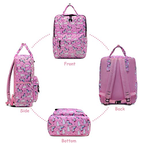 Mochila Niña Infantil, Kasgo Mochila Escuolar Niñas Mochila Preescolar Personalizada Lindo de Kindergarten con Correa Pecho Unicornio