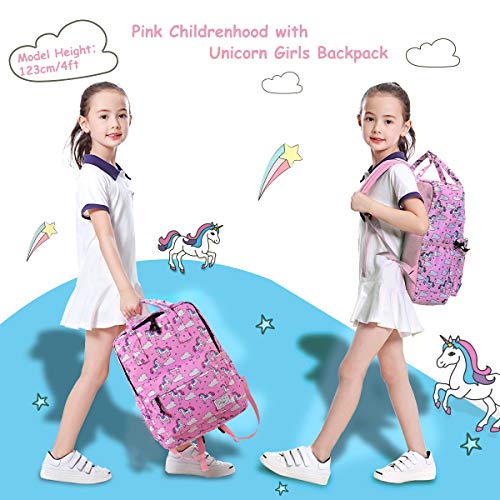 Mochila Niña Infantil, Kasgo Mochila Escuolar Niñas Mochila Preescolar Personalizada Lindo de Kindergarten con Correa Pecho Unicornio