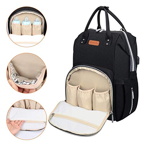 Mochila para Madre y bebé, Mochila para pañales de Gran Capacidad (con Puerto USB), Adecuada para Viajes de Madre Gris