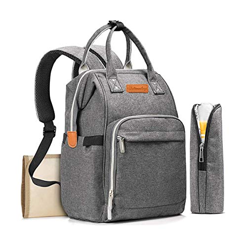 Mochila para Madre y bebé, Mochila para pañales de Gran Capacidad (con Puerto USB), Adecuada para Viajes de Madre Gris
