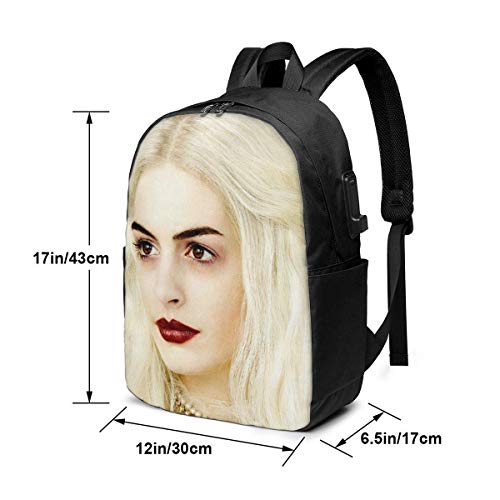 Mochila para portátil FGHJY Fairy Tales Alice con Puerto de Carga USB/Elegantes Mochilas Impermeables Casuales para la mayoría de Las laptops y tabletas de 17/15.6 Pulgadas/para la Escuela de v