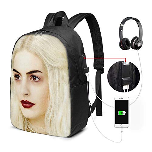 Mochila para portátil FGHJY Fairy Tales Alice con Puerto de Carga USB/Elegantes Mochilas Impermeables Casuales para la mayoría de Las laptops y tabletas de 17/15.6 Pulgadas/para la Escuela de v