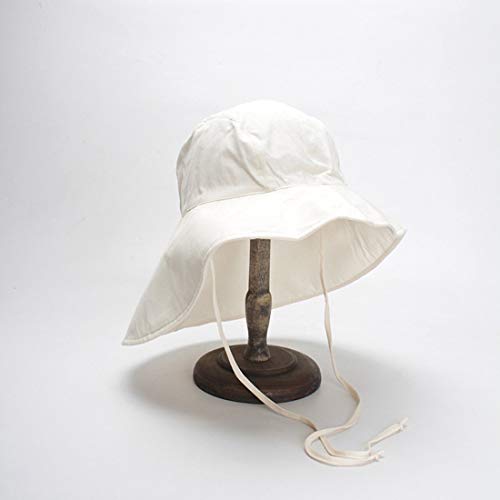 Moda Casual Sombrero Del Sol Salvaje, a Prueba de Viento Plegable de Algodón Transpirable Ligero Protector Solar Visera Cuello Pescador Sombrero para Mujer Verano Ciclismo Gorra Sombrero, MDD, Blan