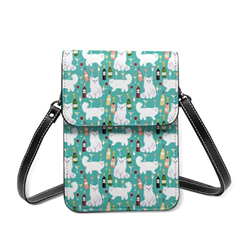 Moda mujeres lindo e interesante teléfono inteligente persa gato y vino lindo gato señora persa gato blanco gato con vino Bluepetfriendly